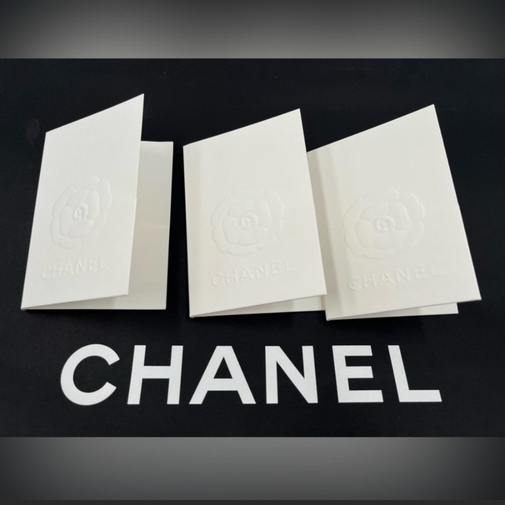 Set of 3 - CHANEL Paper Card Receipt Holder white Envelope